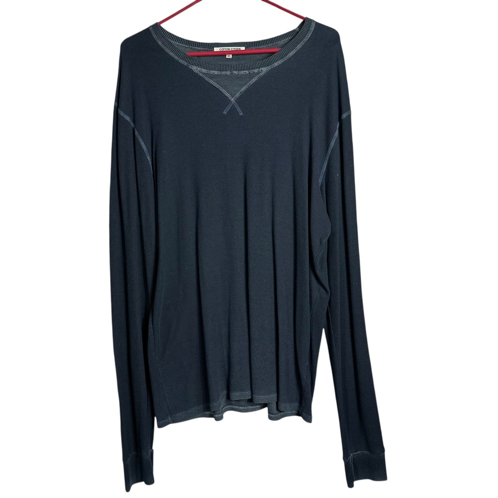 COTTON CITIZEN Mens XL Long Sleeve Crew Neck T Shirt Made in USA Charcoal Gray